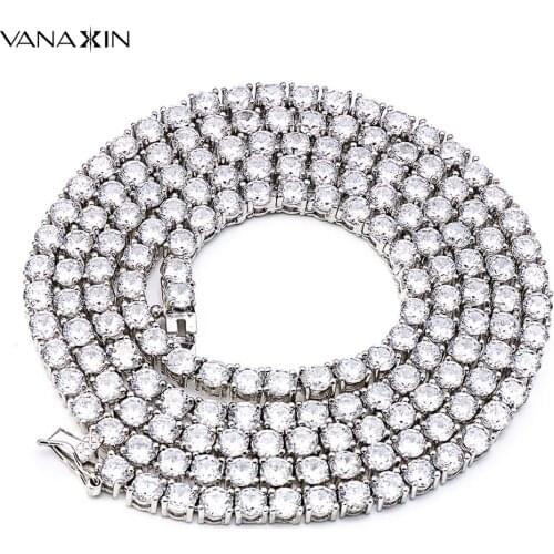 VANAXIN Bling Iced Out Fake CZ Diamond Tennis Chain for Men and Women 4mm 7/8/16/18/20/22/24 Inches Trendy Jewelry Gift
