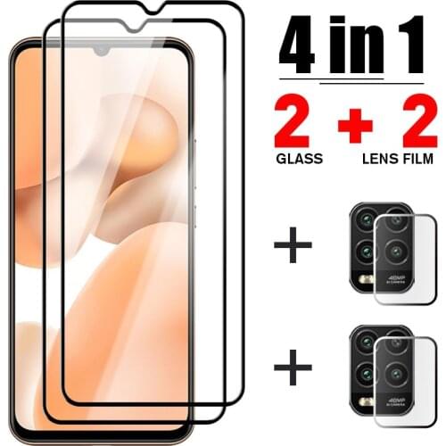 4in1 Full Cover Tempered Glass For Xiaomi Mi 11 Lite 10 Lite 9 Lite 10T Pro Screen Protector Glass For Xiaomi Poco X3 X3 Pro M2