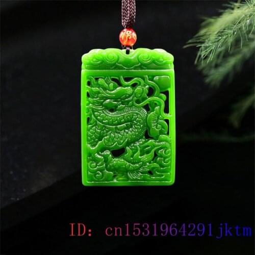 Green Jade Dragon Pendant Amulet Double-sided Fashion Natural Men Chinese Gifts Necklace Carved Charm Jewellery Accessories