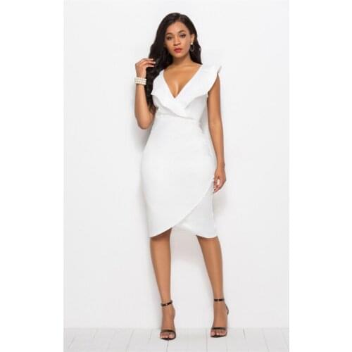 2021 Summer African Ladies Dress Sexy V-Neck Sleeveless Bag Hip Tight Fashion Dress Casual Elegant Multicolor Women Skirt