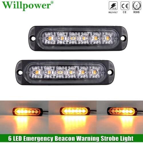 2pcs Tow Truck 6LED Emergency Flash Light Trailer 4X4 Truck Loader Traffic Breakdown LED Strobe Warning Lamp Pickup Side Marker