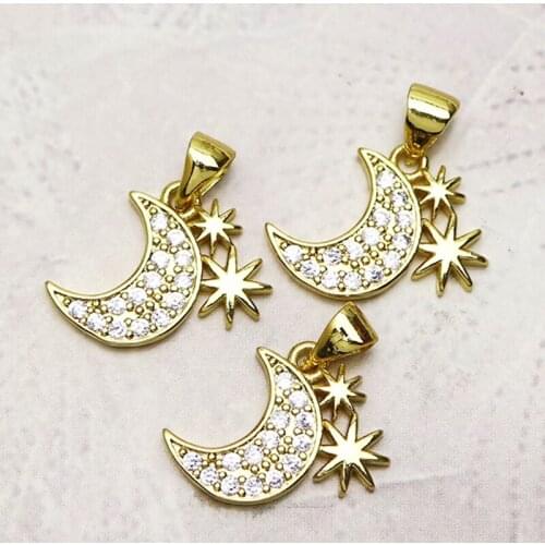 20 Pcs Crescent charms pendant Gold color jewelry pendant Moon&star jewelry pendants for women accessories pendants7308