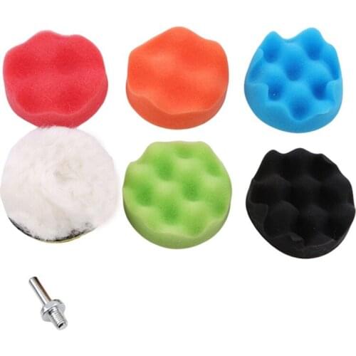 3inch Car Polishing Disc 11Pcs/Set Self-Adhesive Buffing Waxing Sponge Wool Wheel Polishing Pad For Car Polisher Drill Adapter