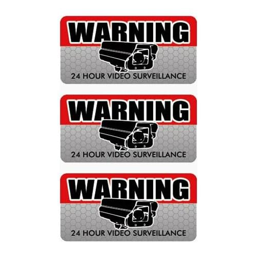 3 X WARNING VIDEO SURVEILLANCE Reflective Car Sticker Automobile Motorcycle Accessories Decoration Cover Scratch Decal,10cm*4cm