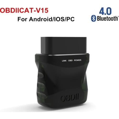 50pcs/lot OBDIICAT-V15 ELM327 V1.5 Bluetooth 4.0 OBD2 BT ELM 327 1.5 Diagnostic Tool Support Almost OBD-II Protocols for Androi