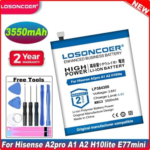 LOSONCOER 3550mAh LP384300 Battery For Hisense A1 A2 / PRO K1 H10 Youth Edition E77 mini E77mini Mobile Phone
