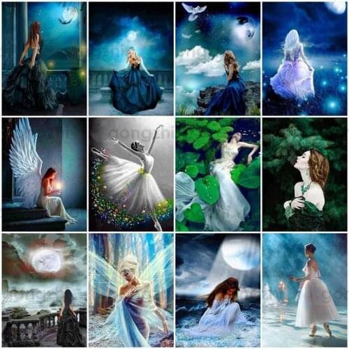 DIY 5D Character Diamond Painting Elegant Lady Angel Fairy Embroidery Acrylic Full Round Square Diamond Cross Stitch Home Decor