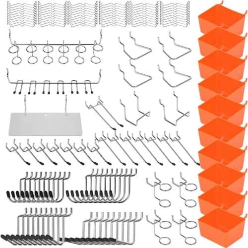 142Pcs Hanging board Hooks With Tool Box Organizer Garage Storage Tool Parts Box Hardware Tool Classification Components