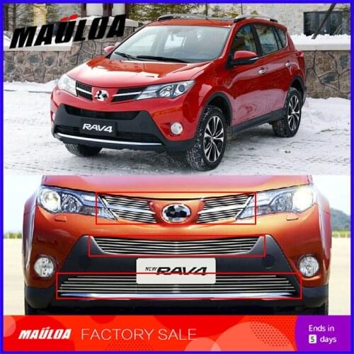 Car accessories 6 Pieces Aluminum alloy car front grille racing grills grill cover trim for RAV4 2013-2015