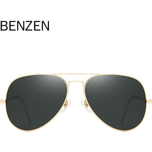 BENZEN Glass Lens Aviation Men Sunglasses UV Protection Sun Glasses For Male Oculos Vintage Pilot Women Shades 6735