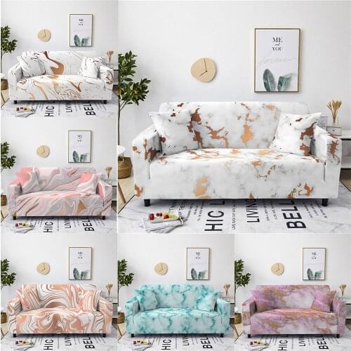 Sofas Covers Marble Geometric Pattern Sofa Cover 1/2/3/4 Seater Modern Stretch Elastic Slipcovers For Living Room Decor