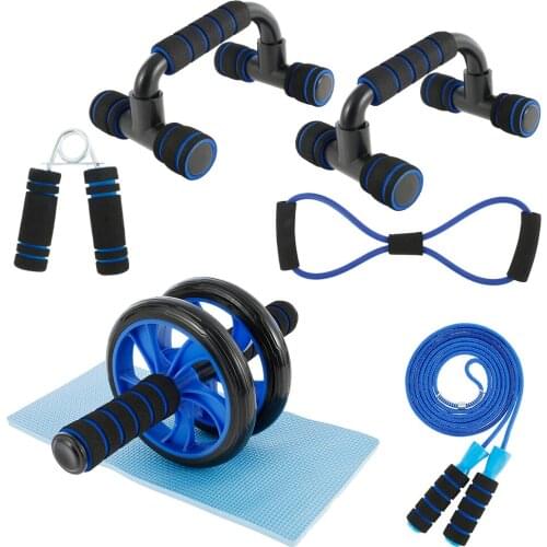 Resistance Bands Push-up Bar AB Power Wheels Roller Machine Jump Rope Exercise Workout Home Gym Fitness Abdominal Muscle Trainer