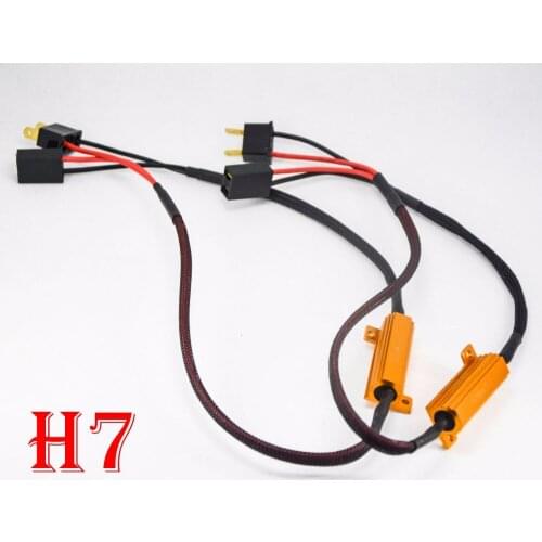 2PCS 50W 6ohm Gold Fuse LED Headlight Canbus Error Canceler H1 H7 H8 H9 H11 9005 9006 LED Decoder Load Resistor Anti-Hyper Flash