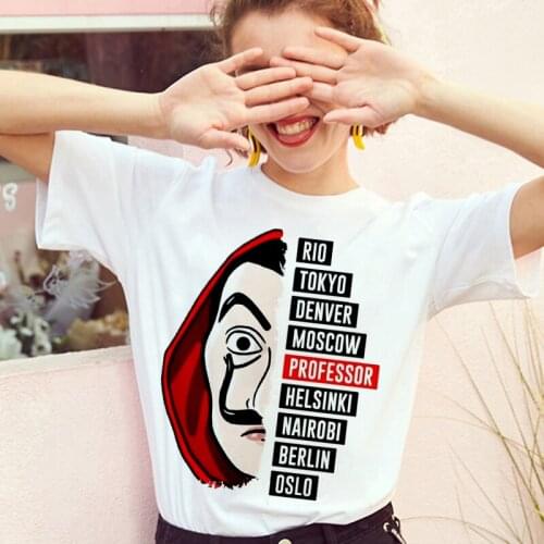 Summer comfortable womens T-shirt Harajuku La Casa De Papel printed T shirt fashion paper house casual top short-sleeved Tshirt
