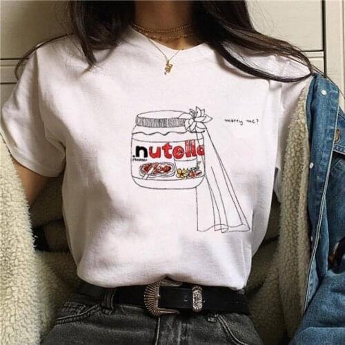 T shirt for women summer fashion nutella printed tshirt Casual Short Sleeve O Neck T-shirt Fashion Ladies Shirt Tops