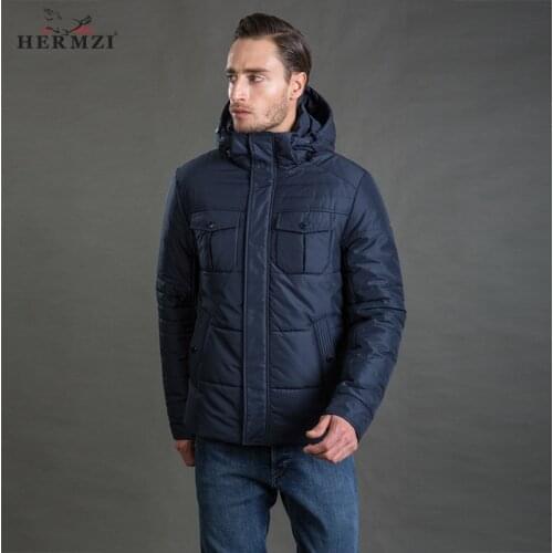 HERMZI 2021 Men Winter Jacket High Quality Fashion Autumn Cotton Padded Jacket Winter Coat Mens Winter Jacket Detachable Hood