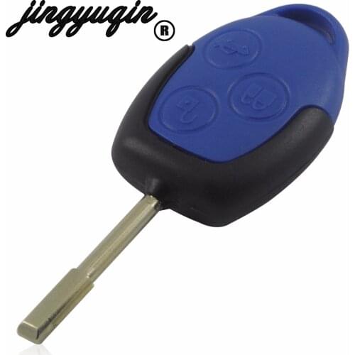Jingyuqin 3 Buttons Folding Car Remote Flip Key Shell Case Fob Replacement Transit Connect Set Holder Cover for Ford Blue fo21