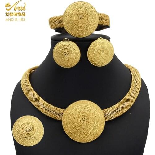 ANIID Womens Gold Jewelery Ethiopian Set Dubai Bridal Jewelry Wedding 24k Necklaces Eritrean Arabic Big Ring Brazilian Arab