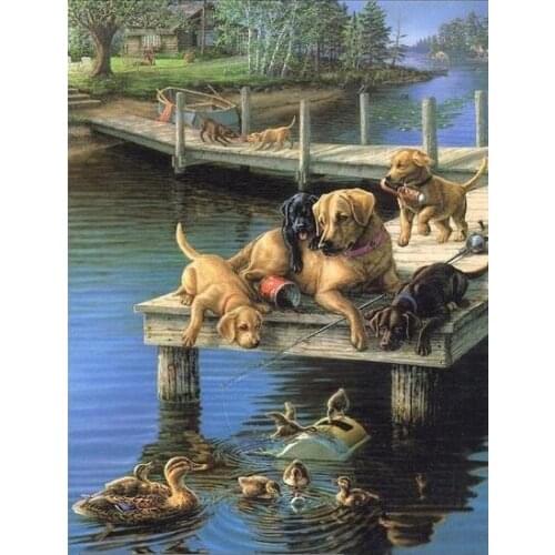 MaHuaf-W1457 at the pier Framed Acrylic Painting by Number kit digital canvas paintings for living room 40x50