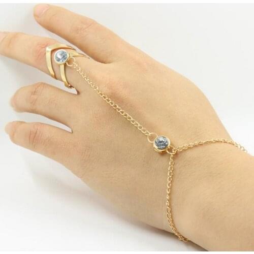 Fashion Punk Jewelry Women Lady Rhinestone Crystal Ring Bracelet #730