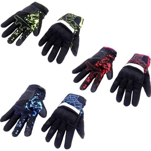 Motorcycle Touch Screen Full Finger Glove Summer Riding Breathable Drop Resistant Glove Off-road Racing Gloves Protection Decor