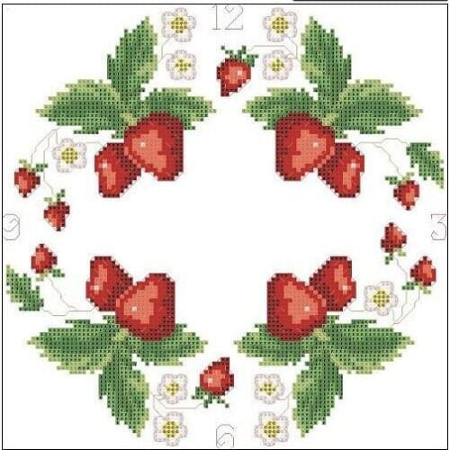 Embroidery Package Hot Sell Best Quality Cross Stitch Kits Fruit Strawberry with Clcok Free Shipping