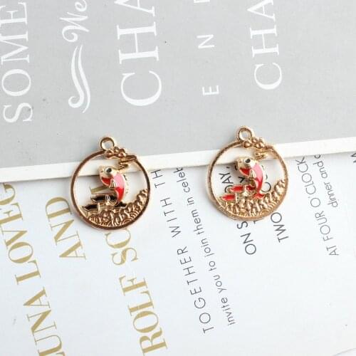 Wholesale 100pcs 20*23mm Kawaii Circle Round Bird Charms Ornament Accessories Enamel Jewelry Pendant Fit Bracelet Earring DIY