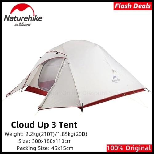 Naturehike Upgraded Cloud Up 3 Ultralight Tent Free Standing 20D Fabric Camping Tents For 3 Person With Free Mat Outdoor Hiking