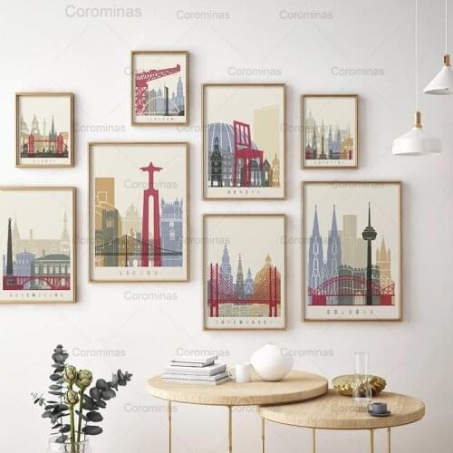 Travel Landscape Canvas Painting Home Decor Paris Berlin London Rome Modern Wall Art Modular Posters and Prints Picture Interior