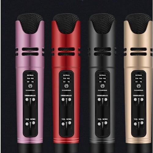 Portable Handheld Condenser Microphone Sing Recording Karaoke Microfone for PC Mobile Phone Live Streaming For Tik Tok