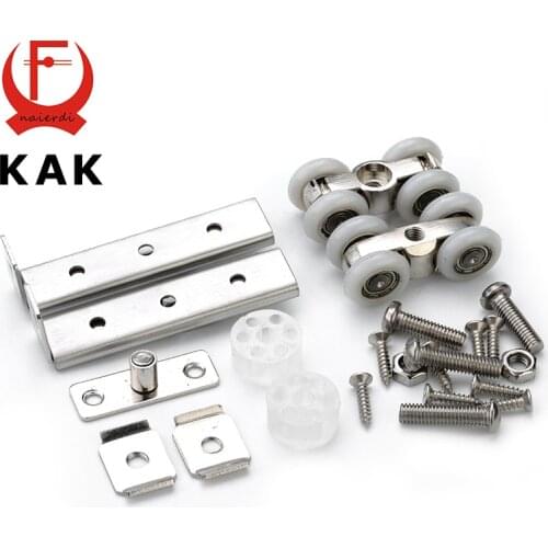 KAK Stainless Steel Sliding Door Roller Bear 30KG Home Room Wardrobe Wood Door Hanging Wheels For Furniture Hardware Wheel