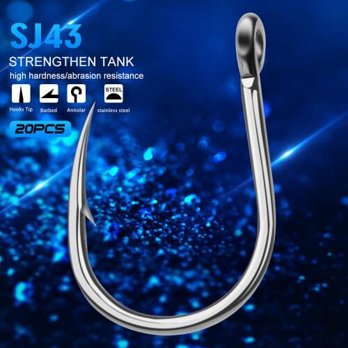 10pcs/lot Saltwater Fishing Hook SJ43 Barbed with loop Jigging Carp Lure Worm Fishing 1/0#-5/0# Model Stainless Steel Fishhook