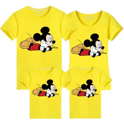 Family Matching Clothes Kids Disney Mickey Mouse Tee Shirt Dad Daughter Matching Outfits Shirt Family Look Tee Tops Dropship
