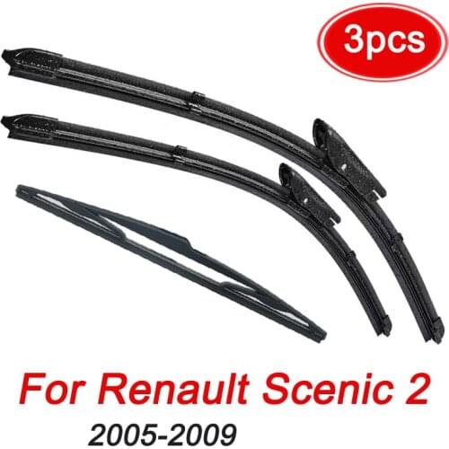 MIDOON Wiper Front Rear Wiper Blades For Renault Scenic 2 / Grand 2005-2009 Windshield Windscreen Front 26"22"10"