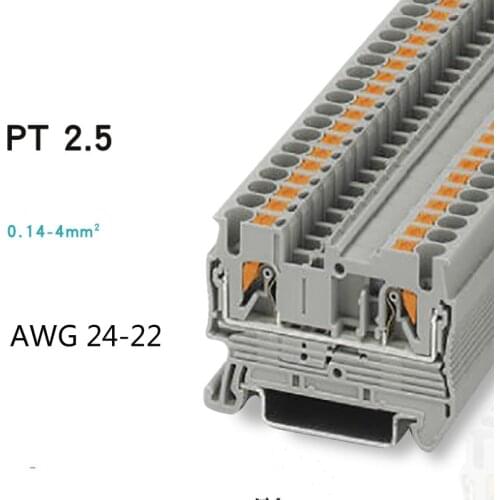 20pcs Phoenix Type Fast Wiring Arrangement Connector PT2.5 Din Rail Combined Push In Spring Screwless Terminal Block