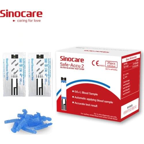 Sinocare 25 Blood Glucose Test Strips and Lancets (for Safe-Accu2 only)