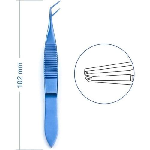 Titanium Angled Troutman Superior Rectus Toothed Forcep 102mm ophthalmic surgical Forcep