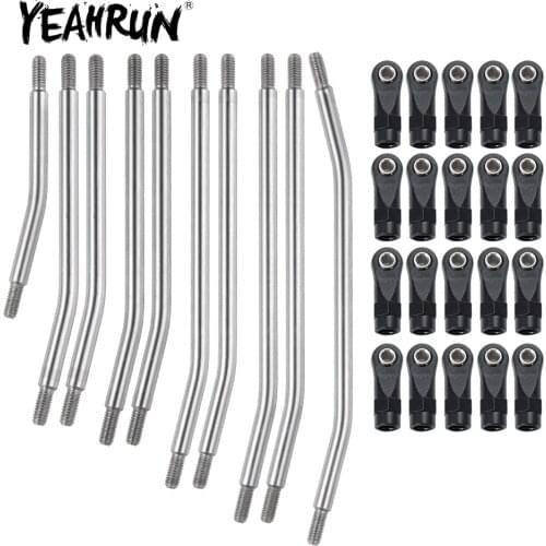 YEAHRUN 313mm/324mm Wheelbase Metal Linkage Steering Link Rod with Nylon Ball End for Axial SCX10 II 90046 1/10 RC Crawler Car
