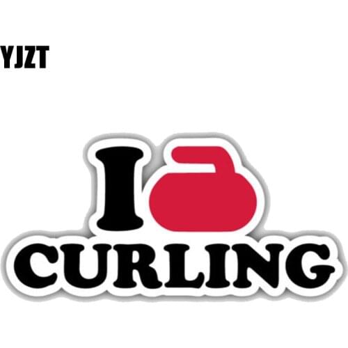 YJZT 15.2CM*6.8CM Interesting Words I Love Curling Label PVC Fashion Car Sticker 11-00014