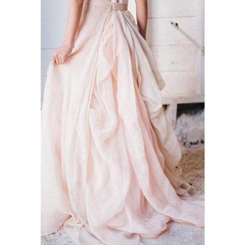 New Design Skirt Pale Pink jupe femme юбка Long Skirts For Party Flowing Maxi Skirt Woman Zipper Closure
