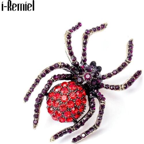 Spider Insect Crystal Rhinestone Brooch Fashion Women Men Suit Dress Brooches Pin Jewelry Best Gifts Costume Clothes Accessories