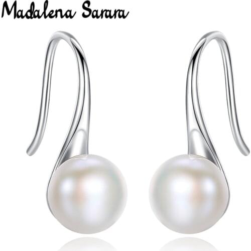MADALENA SARARA Natural Freshwater Pearl Black Pearl High Quality Pearl earrings S925 Earrings Stud Luxury Women Jewelry
