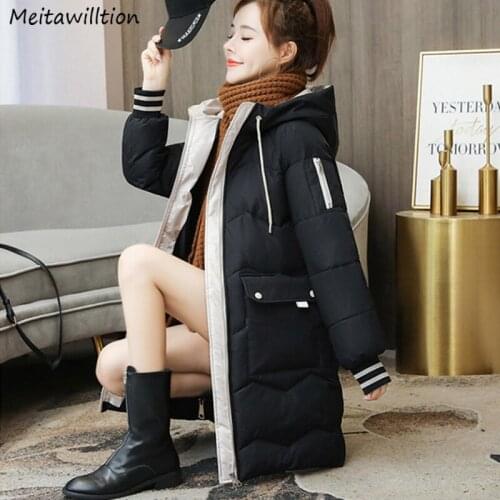 Winter Women Hooded Down Jacket 2021 Casual Solid Long Sleeve Down Coat Female Korean Thick Warm Loose Outerwear Tops