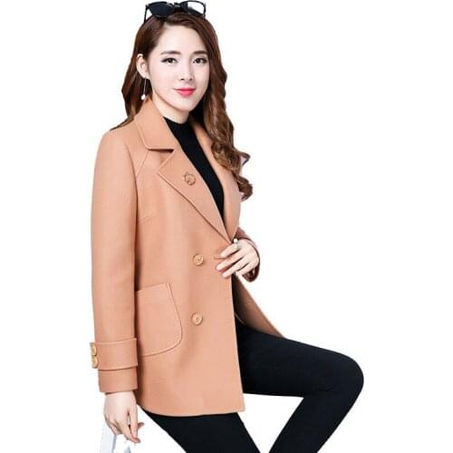 Womens Woolen Coat 2021 New Female Spring Autumn Winter Wool Jacket Ladies High-end Fashion Woolen Overcoat Plus Size 4XL A555