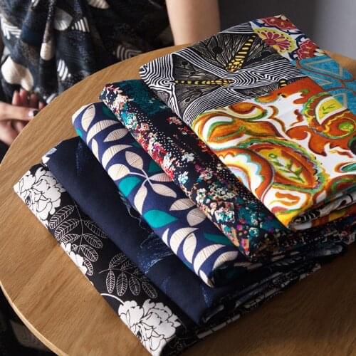 140cmx50cm Artificial Cotton Summer Printing Silk Fabric Clothing Pajamas Dress Floral Cotton Fabric DIY Apparel Sewing Cloth