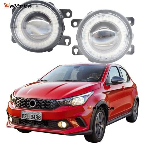2 Pieces Car Lens LED Fog Lights Angel Eye DRL Daytime Runinng Light lamp for Fiat Argo (358)2016 2017 2018 2019