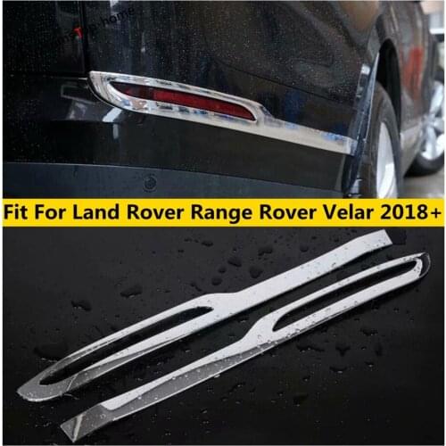 Yimaautotrims Rear Tail Fog Lights Lamp Bumper Protection Cover Trim 2 Pcs Fit For Land Rover Range Rover Velar 2018 - 2020 ABS