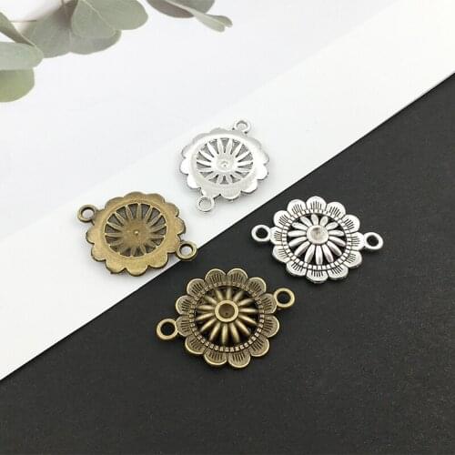 20Pcs Sunflower Charms Pendants 21mm x 28mm DIY Jewelry Making Alloy Findings Accessory For Necklaces Earrings