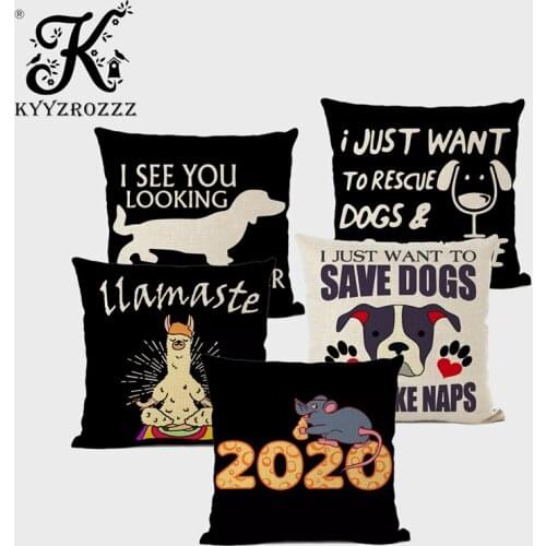 2020 Fashion Dog Printed Cushion Dachshund Alpaca Mouse Decoration Sofa Coffee Cart Chair Throw Pillow Case Almofada Cojines