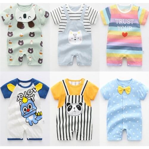 2021 Infant Baby Romper Onesie Boy Girls Clothes Romper Cartoon Pig Bear Summer Jumpsuits Onesie Costume Outfit Baby Apparel